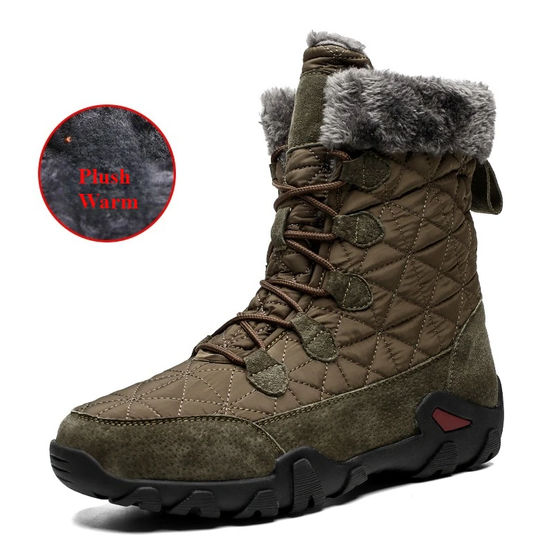 

Plus Size 47 Men's Winter Boots High Top Plush Warm Men Sneakers Anti-slip Outdoor Hiking Shoes Waterproof Snow Boots for Men