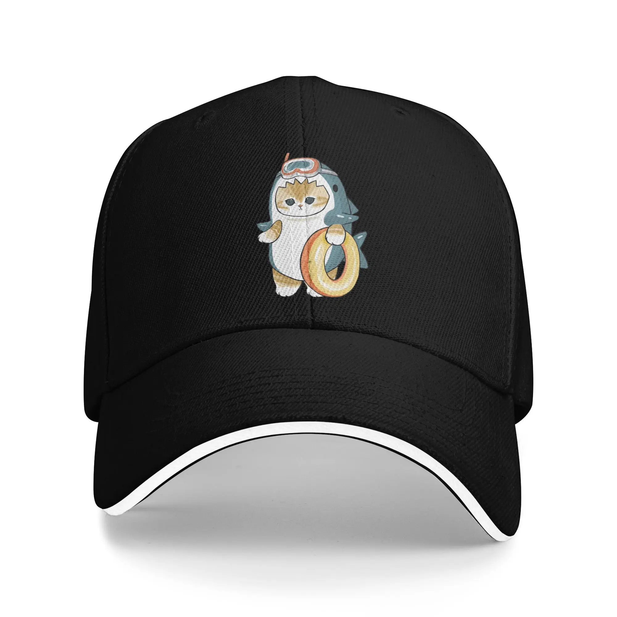 Hot Sale Mofusand - Beach Shark Cat Baseball Cap  Spring Sharp Visors  Hip Hop Show Sharp Visors