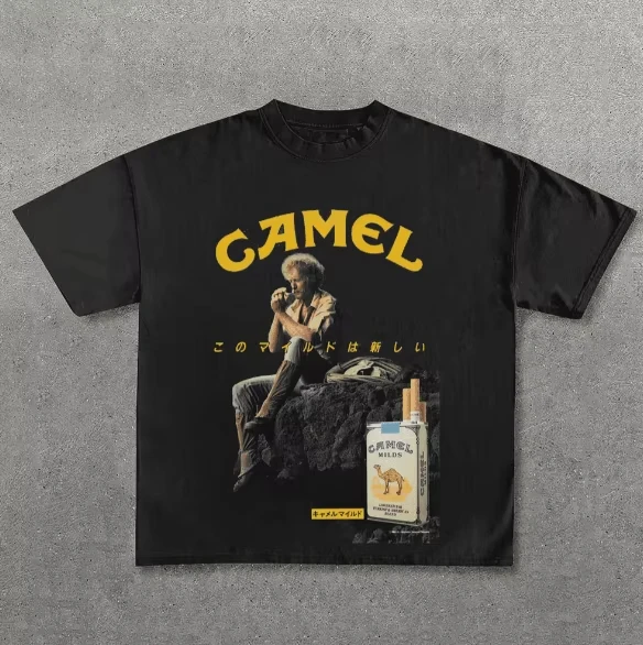 Joe Camel The Hustler T-Shirt Baumwolle Grafik-T-Shirt Herren Damen Sommer Streetwear – Detail 2