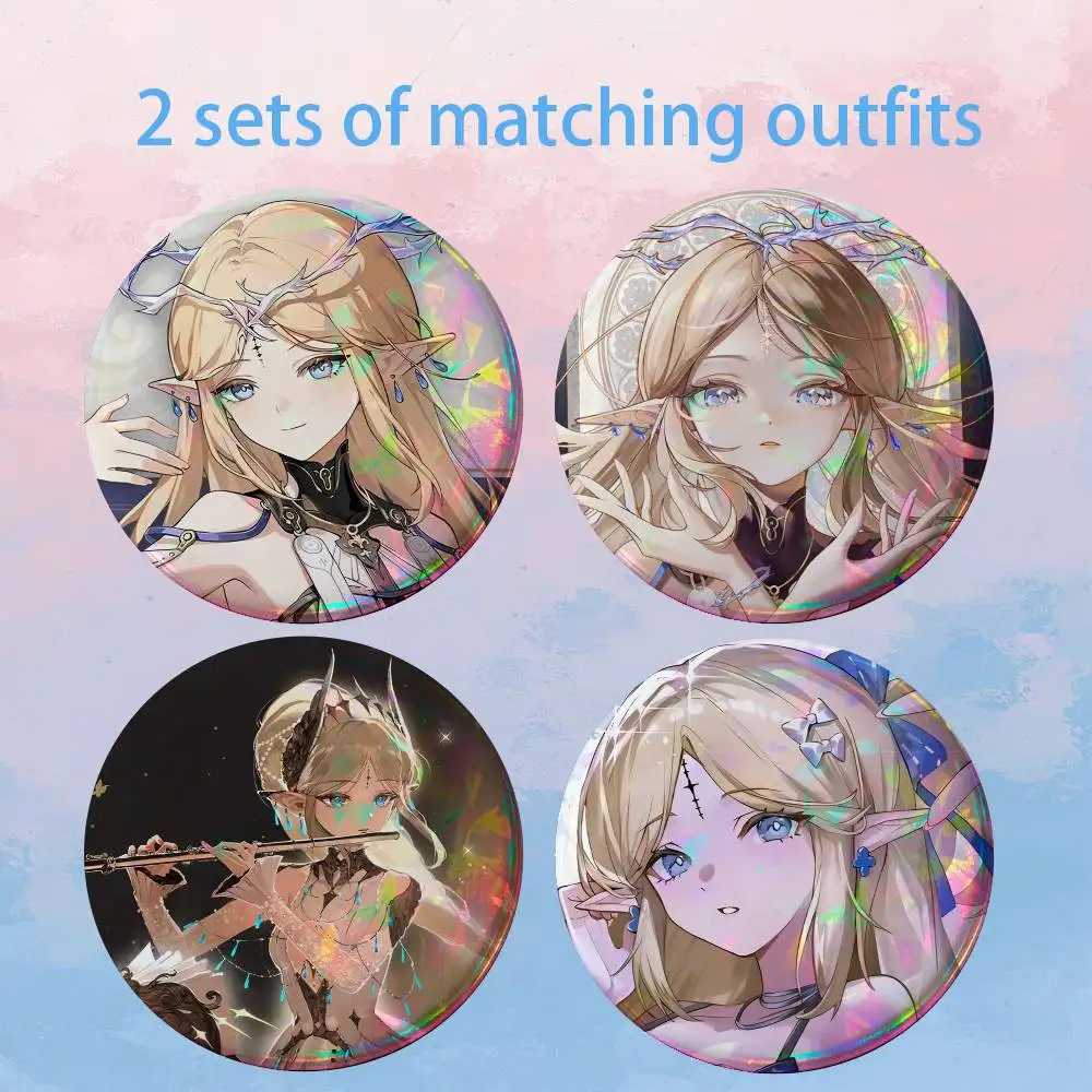W-Wuwa C-Cartethyia 2 piece set Badges On Backpack Jacket Cartoon Round Brooches Acrylic Button Pins Collection Gifts