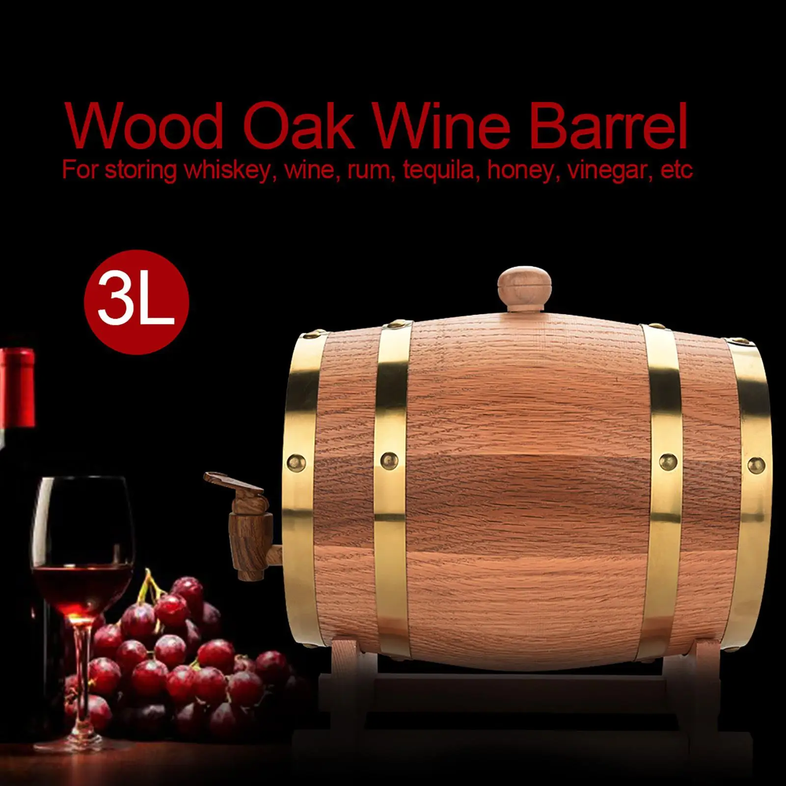 1.5L/3L Oak Barrel Keg for Beer & Wine | Decorative for whiskey Rum Barrel for Hotel & Restaurant Display