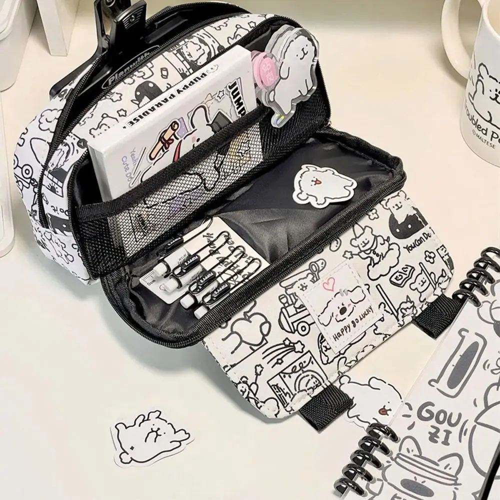 Durable Multi Layered Stationery Storage Bag Multi-function Large-capacity Stationery Organizer Portable Pencil Case