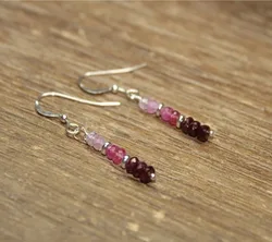 Ombre Ruby Earrings, Pink Sapphire Watermelon Tourmaline Earrings Labradorite Jewelry, Wire Wrapped, Dangle, Drop Earrings,