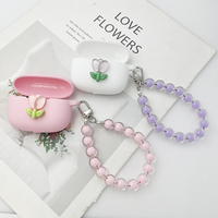 Tulip Flower Cover with keychian For SHOKZ OPENFIT T910 /OPENFIT AIR T511 /OpenFit 2 T920/ T921 Case fashion soft Earphone cover