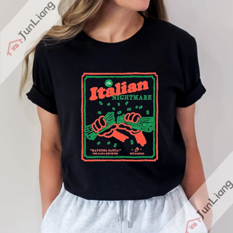 T-shirt con alfabeto incubo italiano T-shirt Harajuku per donna Abiti gotici Kpop Y2k Abbigliamento Streetwear Top Abbigliamento sportivo Uomo