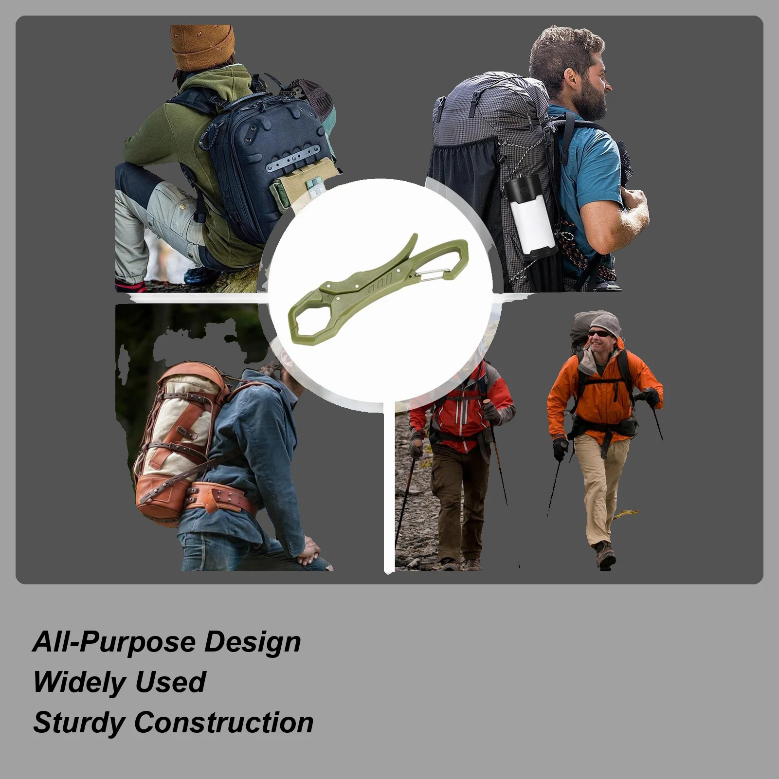 Fish Gripper Carabiner Mitten Clip Outdoor Multi-Functional Fishing Gripper Large Opening Carabiner Fishing Pliers