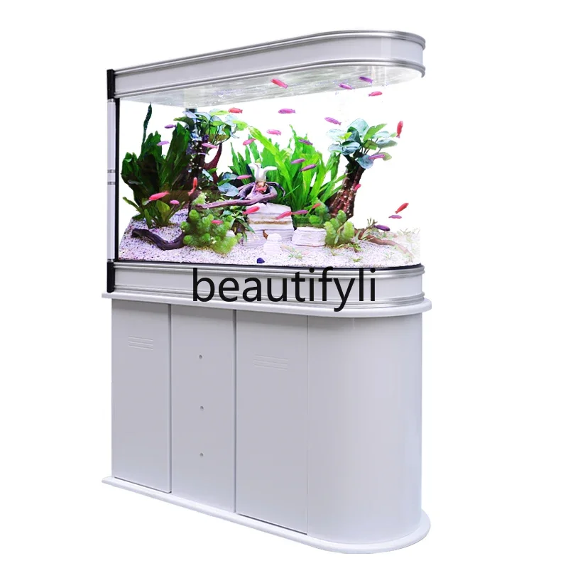 

U-shaped glass ecological aquarium household medium and large screen living room partition entrance