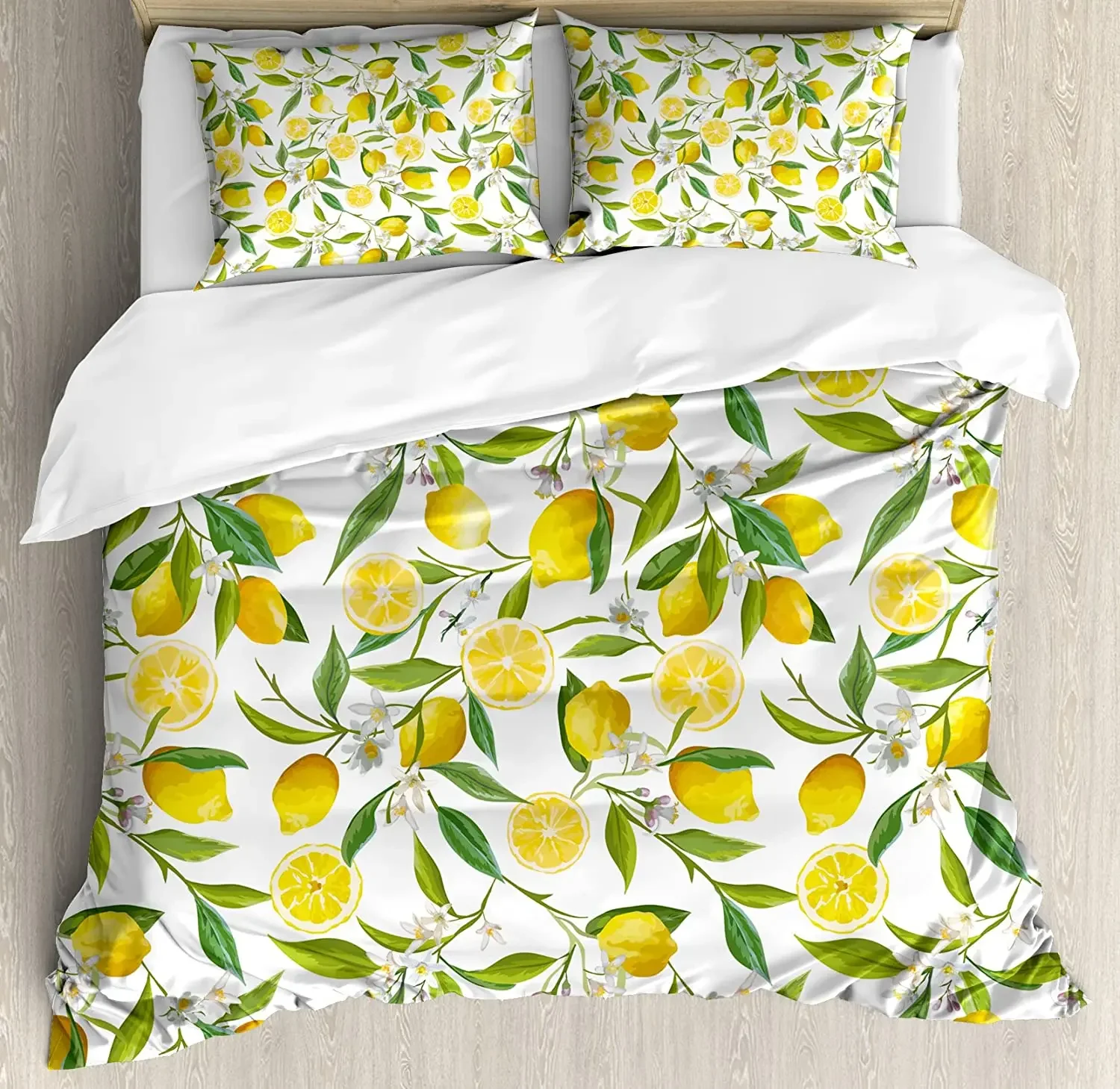 Nature Bedding Set For Bedroom Bed Home Exotic Lemon Tree Branches Yummy Delicious Kitche Duvet Cover Quilt Cover And Pillowcase