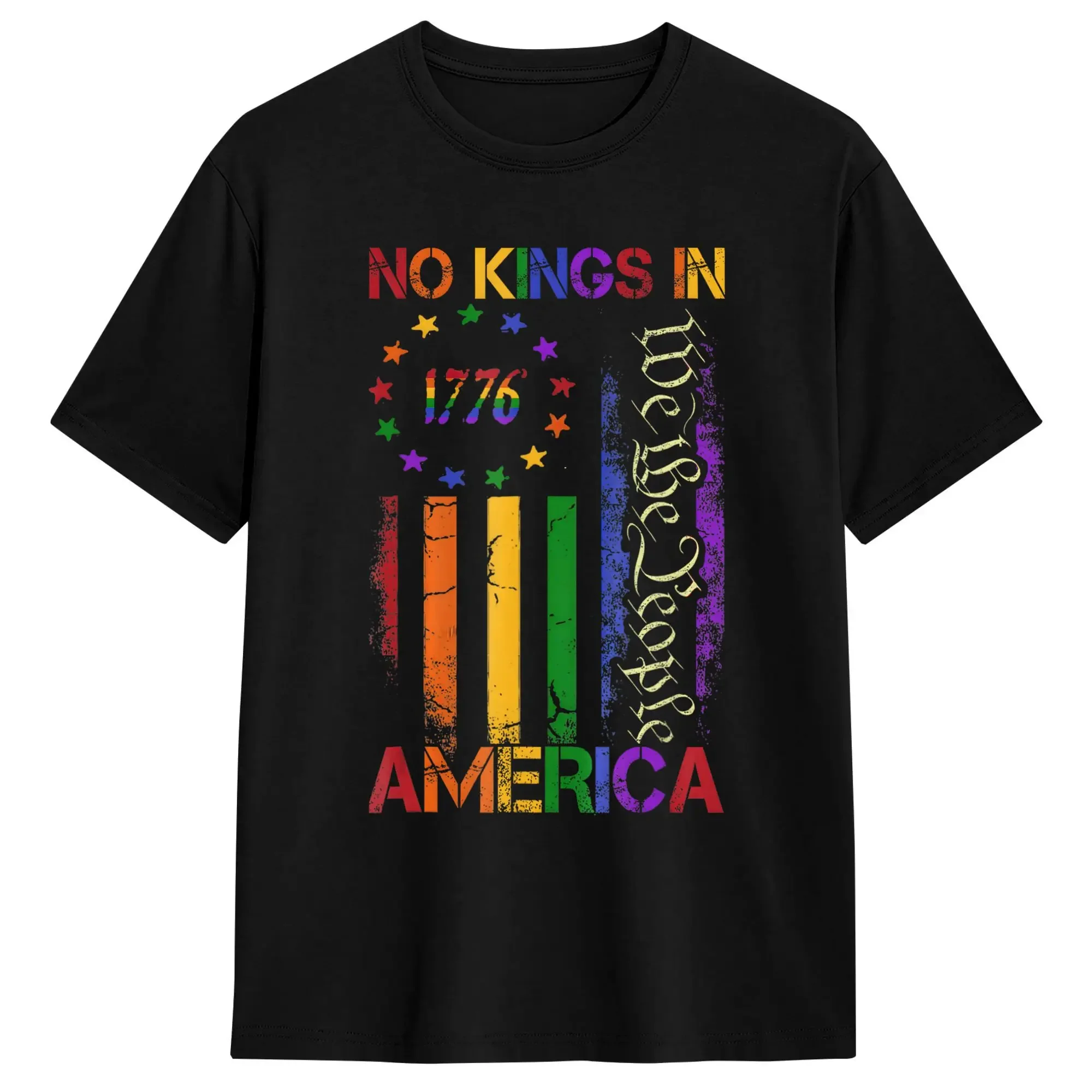 We The People No Kings Men's T Shirts  Fashion Tee Shirt Short Sleeve Round Neck T-Shirt Pure Cotton Gift Idea Clothes