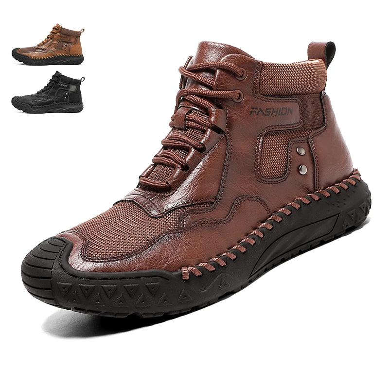 جديد الخريف اليدوية جلد الرجال الأحذية في الهواء الطلق تصميم أحذية رياضية رجل تنفس أحذية من الجلد عادية الرجال حذاء من الجلد الخريف حجم كبير