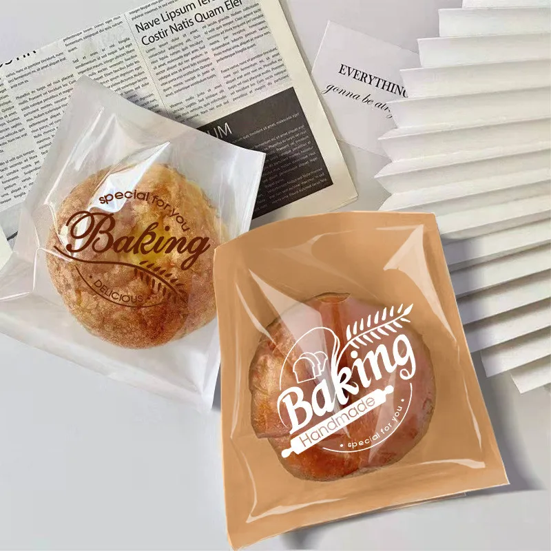 

100Pcs Baking Printed Kraft Greaseproof Paper Sandwich Bread Doughnut Pastry Packaging Bags Party Supplies