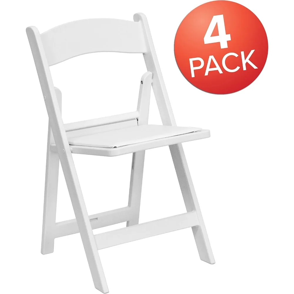 Hercules Series Folding Chairs - White Resin - Set of 4 800 lb Load-Bearing Comfort Chairs - Lightweight Folding Chairs