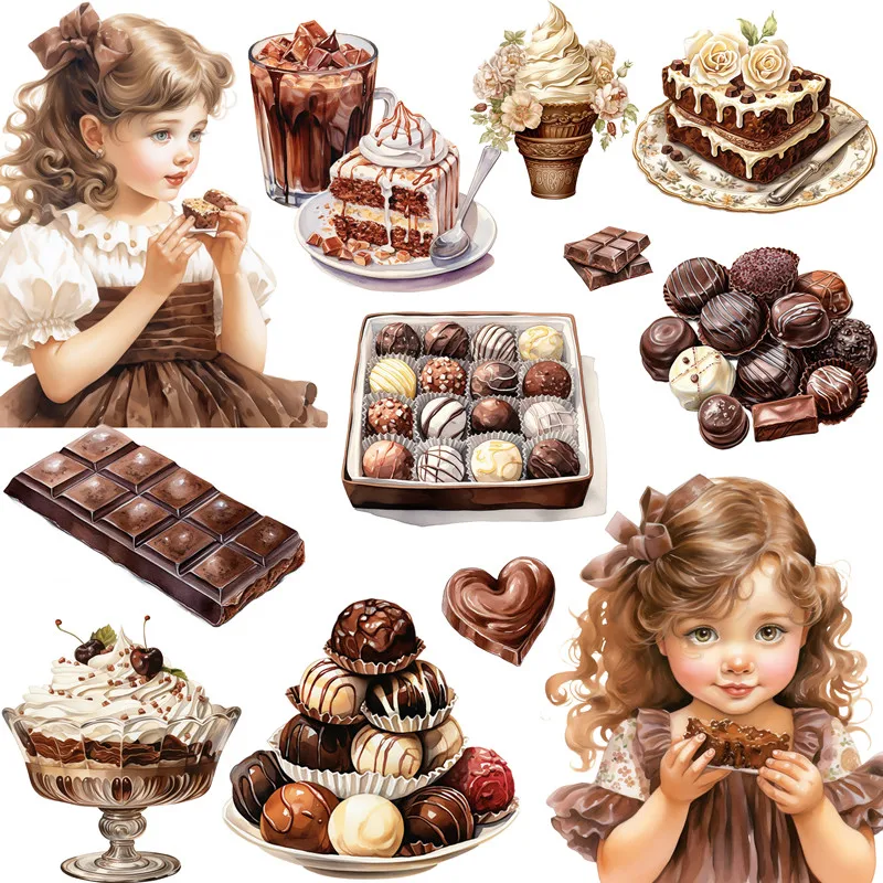 21 sztuk/paczka czekoladowe dziewczyny naklejki DIY Craft Scrapbooking Album śmieci dziennik dekoracyjne naklejki