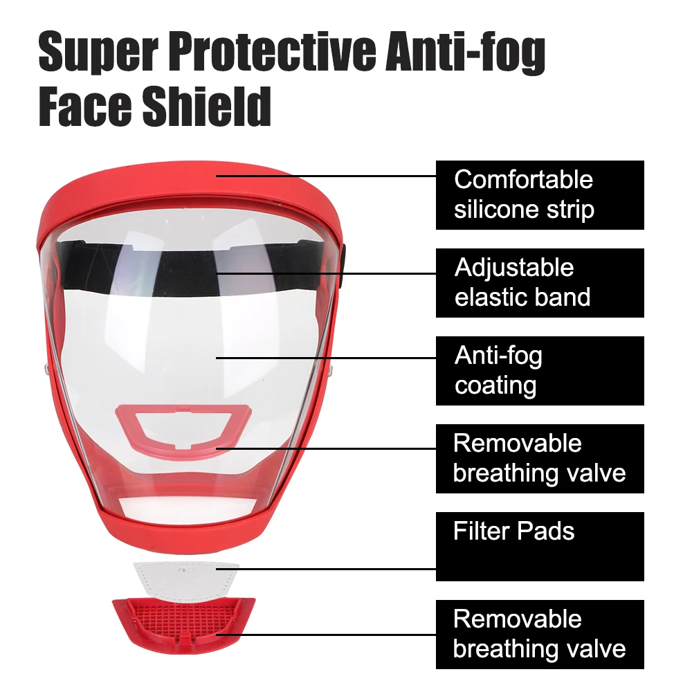 Full Face Shield Protection Face Cover With Filters Oil-splash Proof Mask Motorcycle Bicycle Cycling Dusting Mask Kitchen Tool