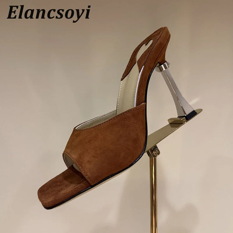 High Heels Rhinestone Slippers Women Mesh Love Heart Square Toe Thin Heels Lazy Sandals Summer Fashion Banquet Dress Shoes 2026
