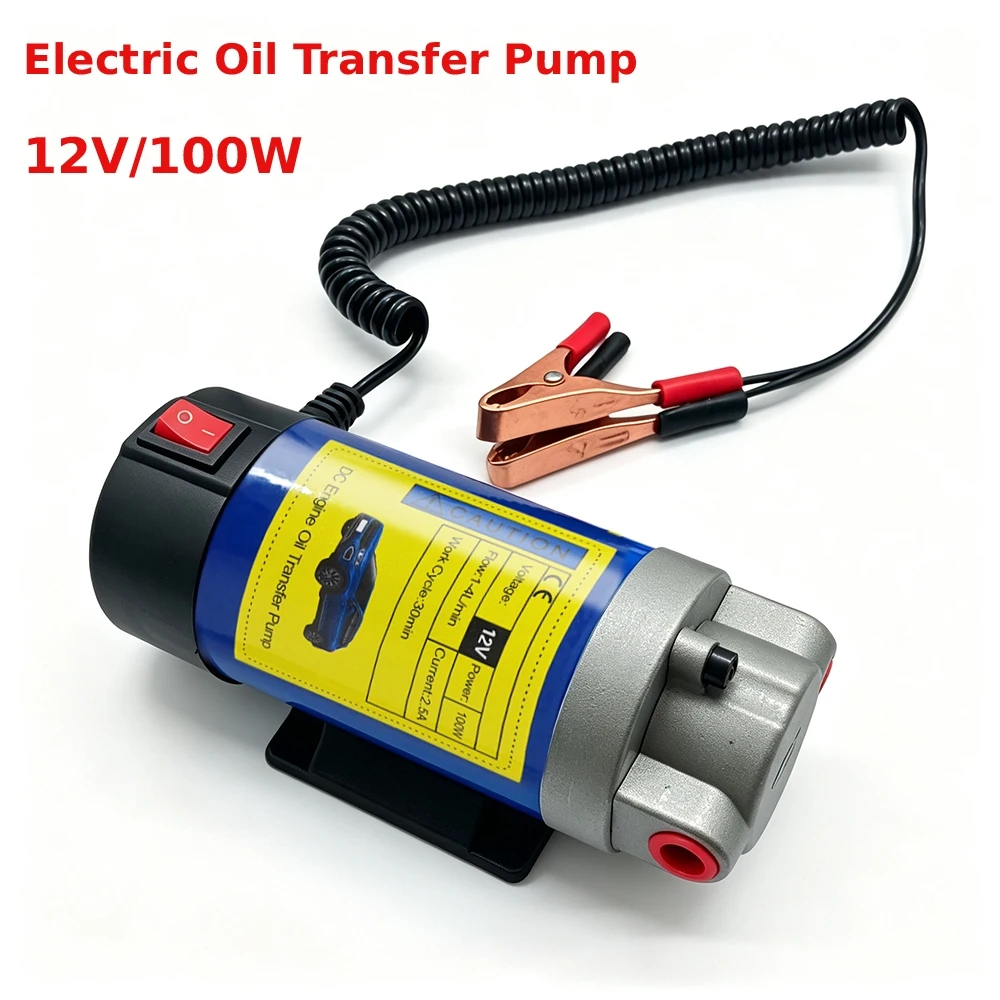 Pompa per il trasferimento dell'olio, pompa elettrica per l'estrazione e il trasferimento di olio motore e diesel, con tubi, 100W, 12V, per auto, barche e motocicli.