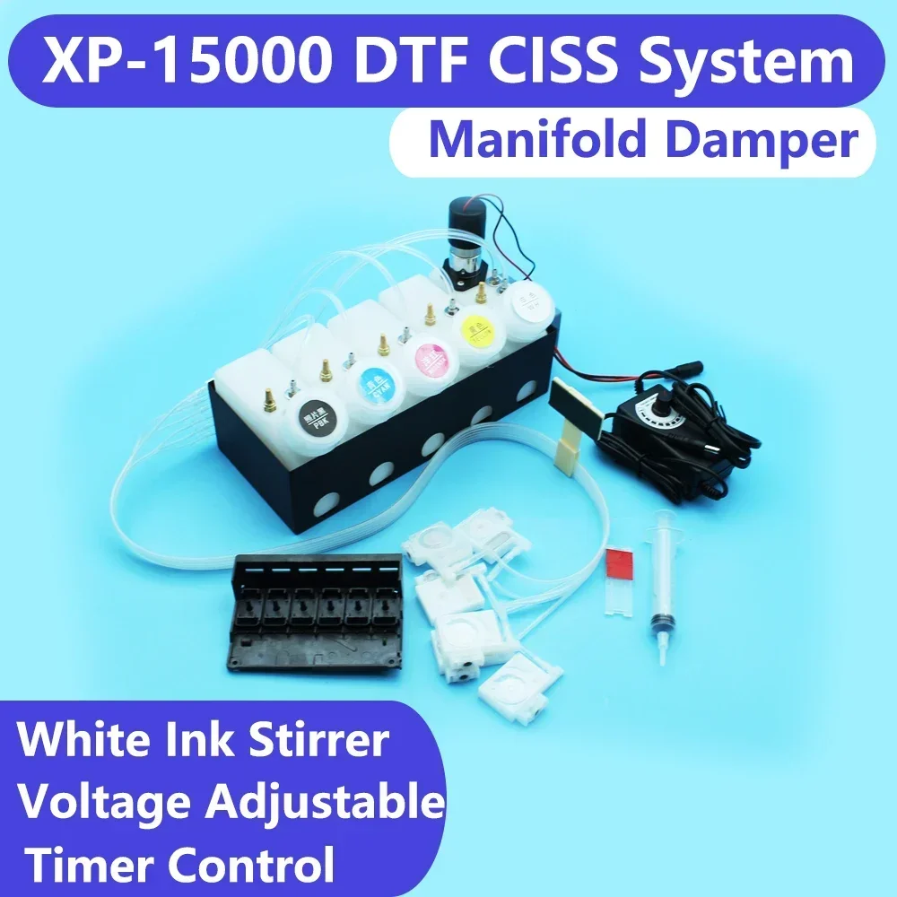 XP-15000 XP15000 CISS DTF DTF Convert Kit Printer Ink System With Printhead Manifold Damper White Ink Tank Shaker Mixer Timer