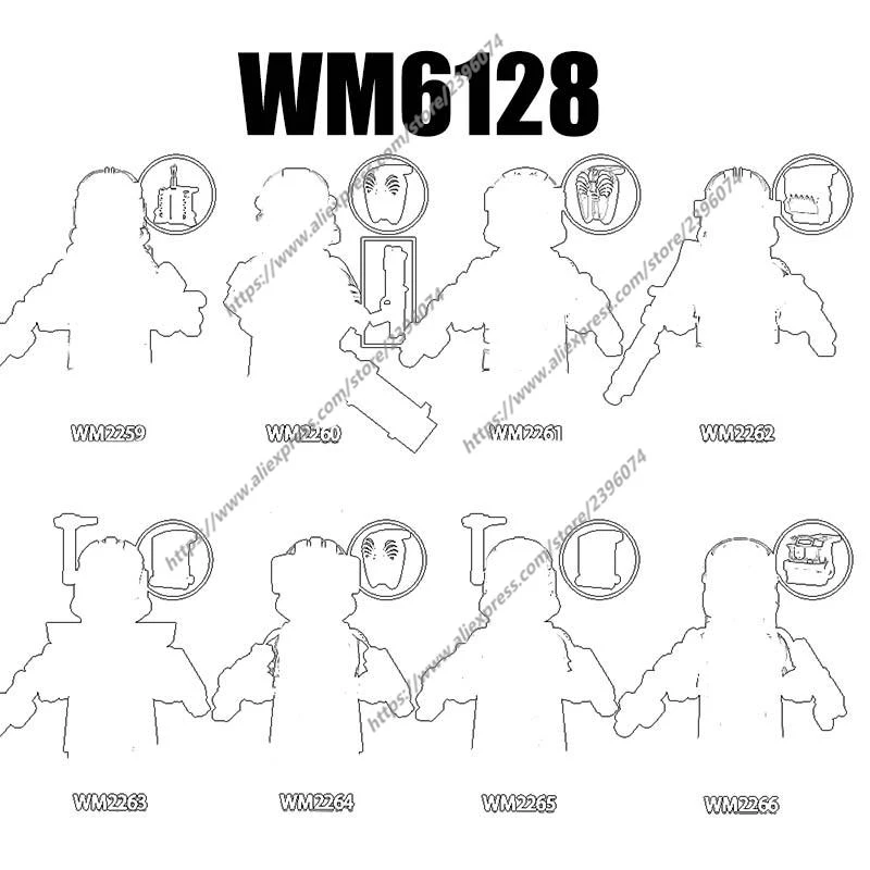 Figuras de ação acessórios do filme blocos de construção tijolos brinquedos wm6128 wm2259 wm2260 wm2261 wm2262 wm2263 wm2264 wm2265 wm2266