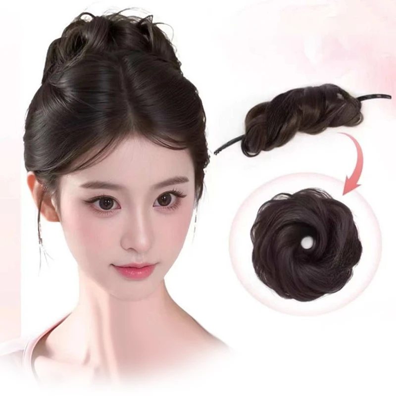 Натуральные волосы, улучшающий объем, повязка на голову с самозаводом, имитация тысячи золотых бутонов лотоса, искусственный аксессуар для укладки волос