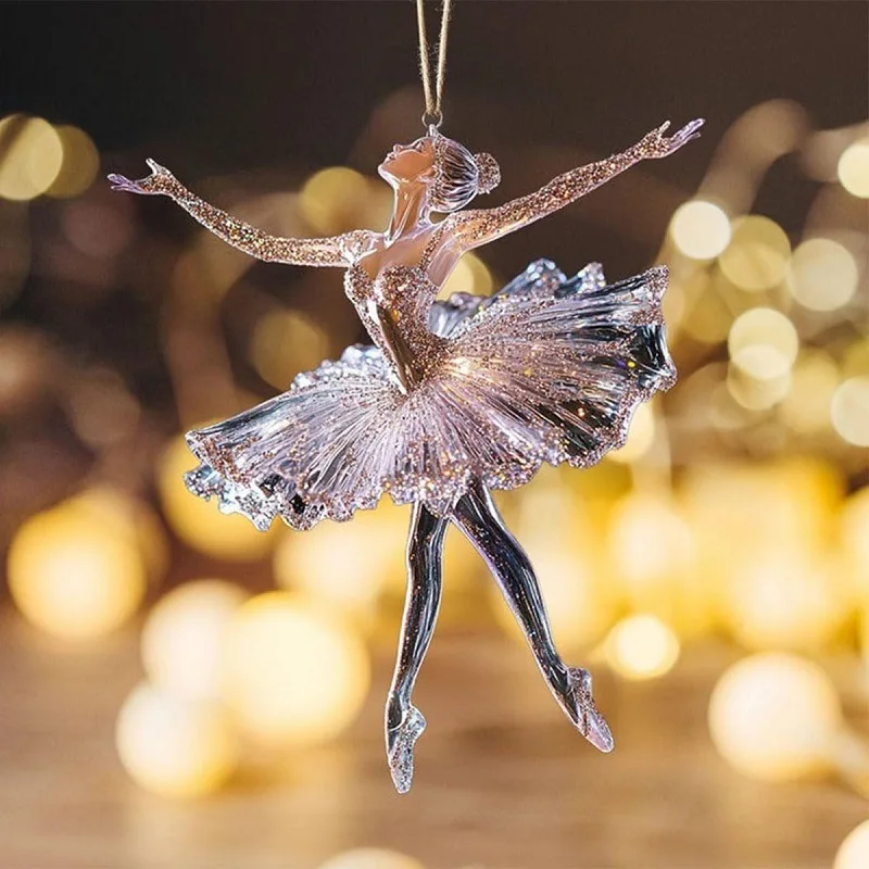 スパークリングバレエダンサークリスマスデコレーションアクリルバレエダンサーダンスデコレーション