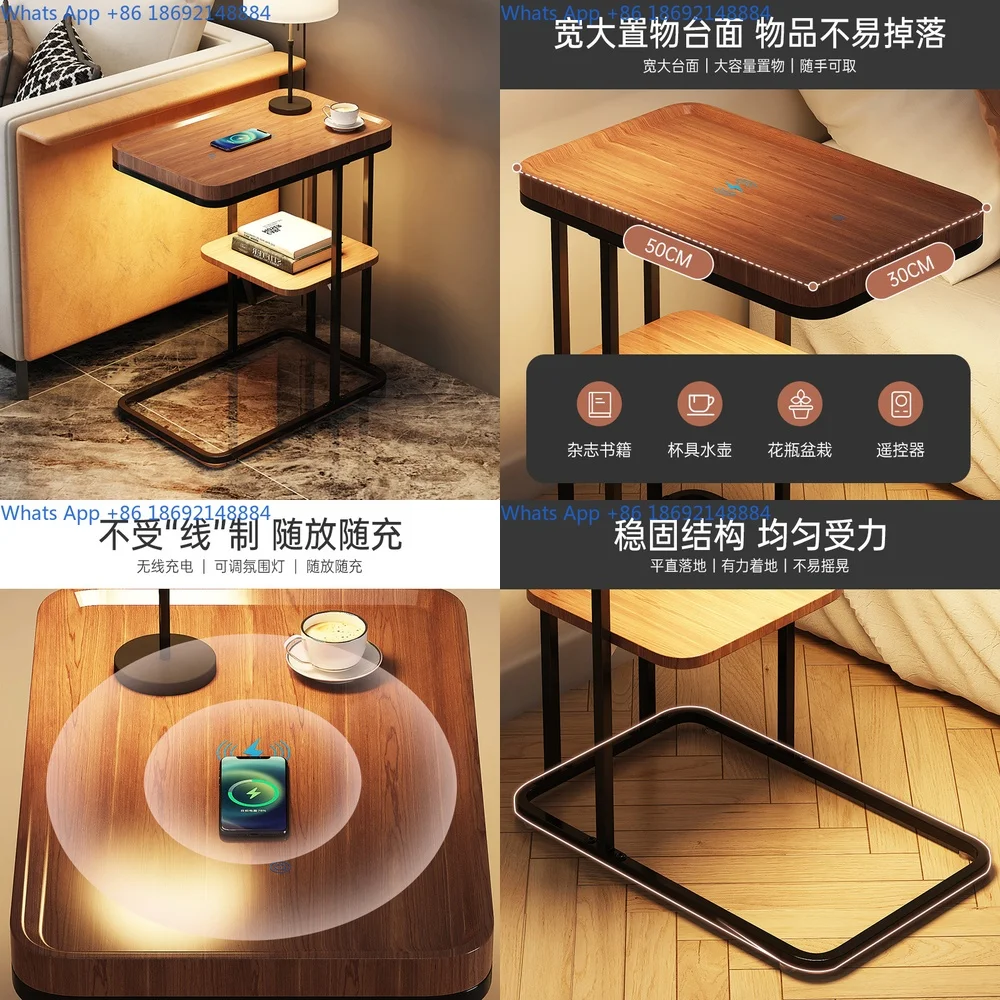 

Modern minimalist side table for living room bedroom with wireless charging suitable for sofa bedside use sleek small cabinet