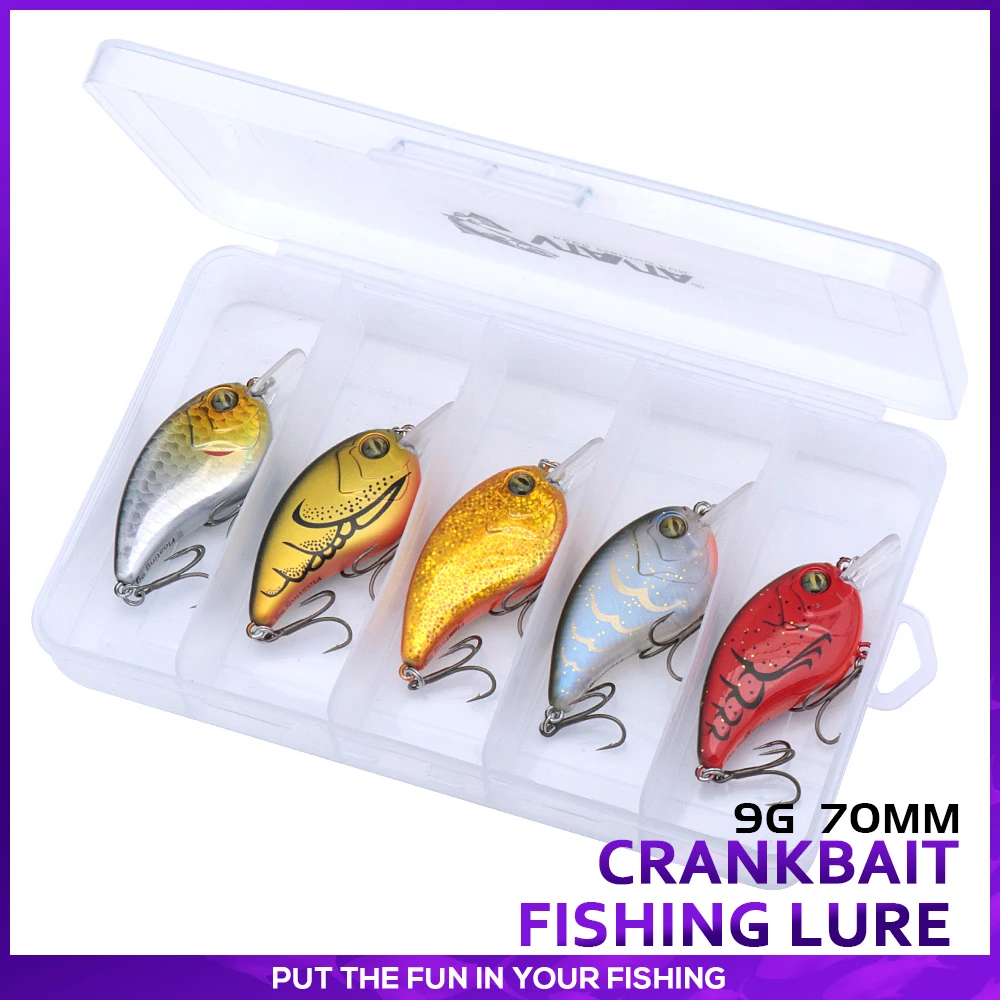 GOBASS 5pcs Mini Crank Wobbler Box for Pike/Trolling Rattling Bait Set 45mm 7g Crankbait Fishing Lures Bass Perch Fishing Tackle
