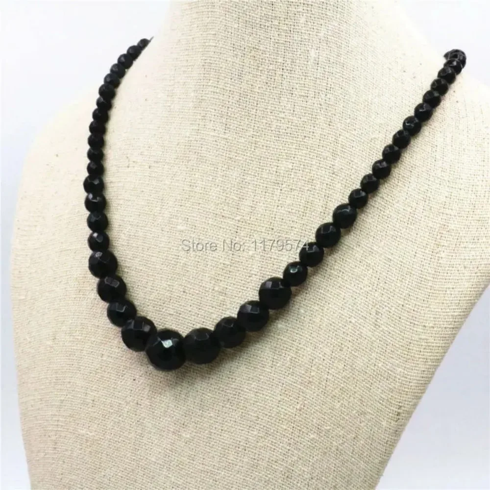 6-14mm Accessories Black Onyx Tower Necklace Chain Women Girls Christmas Gifts Stone DIY Faceted Fashion Jewelry making Design