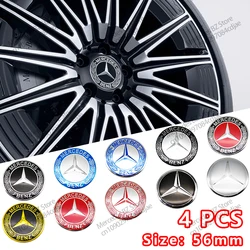 4pcs 56mm Car Wheel Center Hub Caps Cover Rim Exterior Decals Sticker Badge  For Mercedes Benz AMG W168 C300 E200 V177 W247 X253