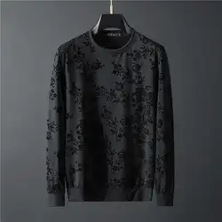 Sudadera y pantalones de manga larga con cuello redondo de jacquard para hombre, ropa única, ropa sencilla de 2 piezas, primavera y otoño