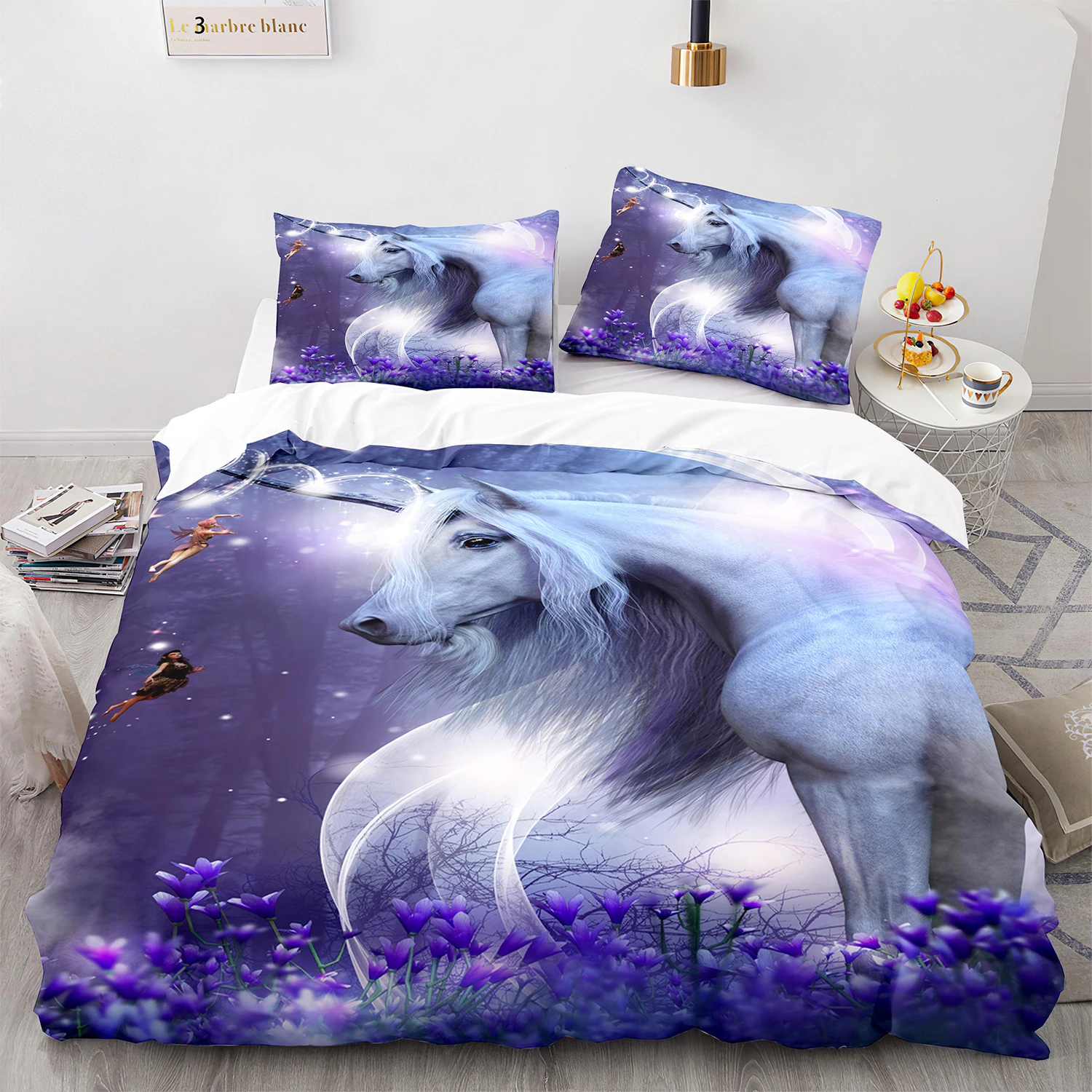 

Unicorn Duvet Cover King Queen Size Fairy Tale Magic Animals Bedding Set For Kids Boys Girls Star Universe Polyester Quilt Cover