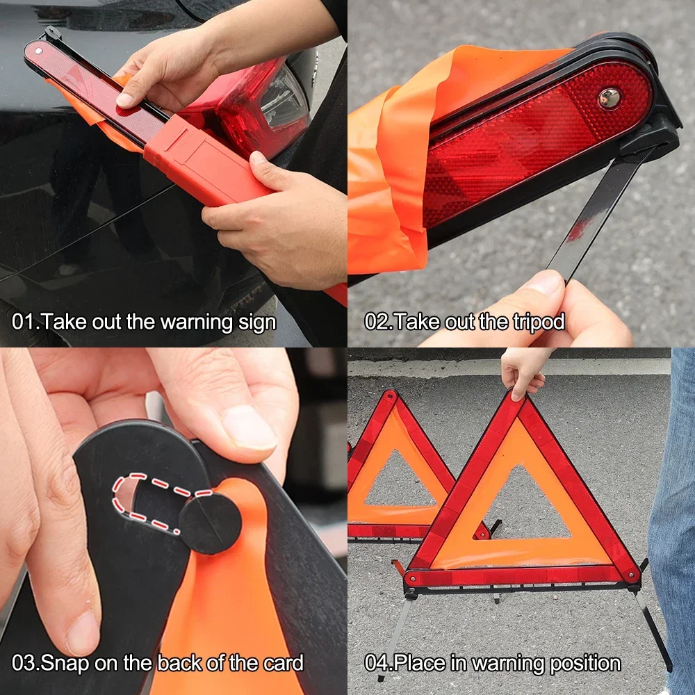 Car Triangle Reflective Tripod Emergency Warning Breakdown Warning Triangle Night Safety Warning Tripod Reflective Accessories