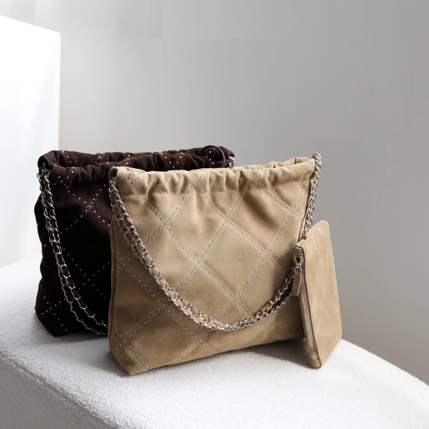 

Осенне-зимняя городская простая сумка-тоут из искусственной кожи со стразами и ромбовидным узором для молодых...