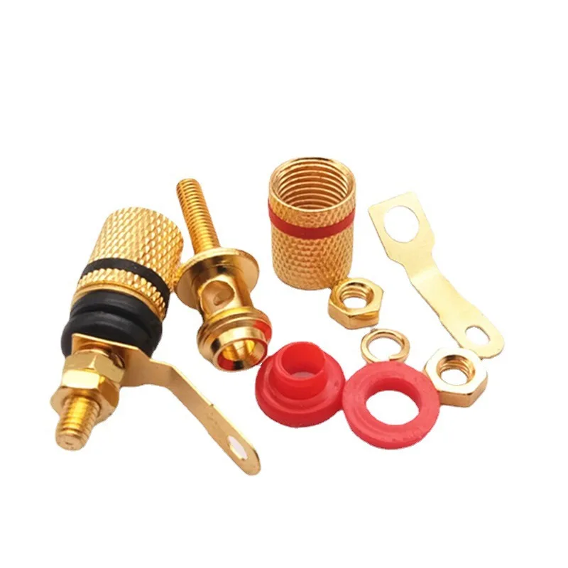 Gold Plated Amplifier Speaker Terminal Binding Post Banana Plug Socket Connector Suitable for 4mm banana plugs