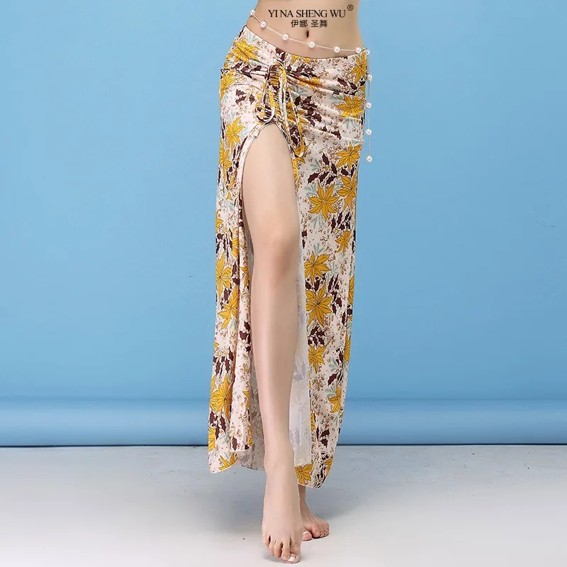 Women Modal Belly Dance Practice Skirt Oriental Performance Long Skirt Dance Side Split Slim Dress Wear Training Clothing