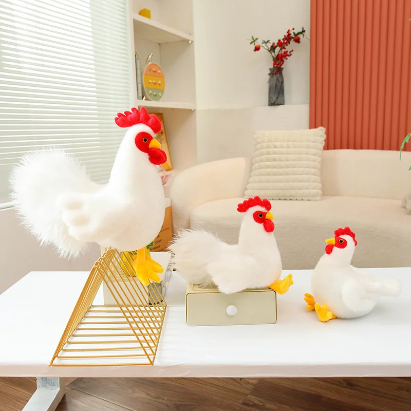 

18/25cm Cute Simulation Cartoon Cock Plushies Dolls Stuffed Animals White Chicken Soft Kids Toys Pillow for Kids Birthday Gifts