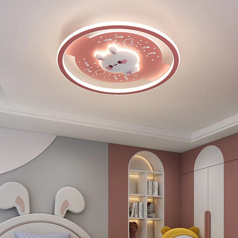 Children's Room Led Ceiling Lamp Creative Astronaut Cat Cute Cartoon Boy Girl Pink Blue Bedroom Indoor Lighting Decoration Lamps