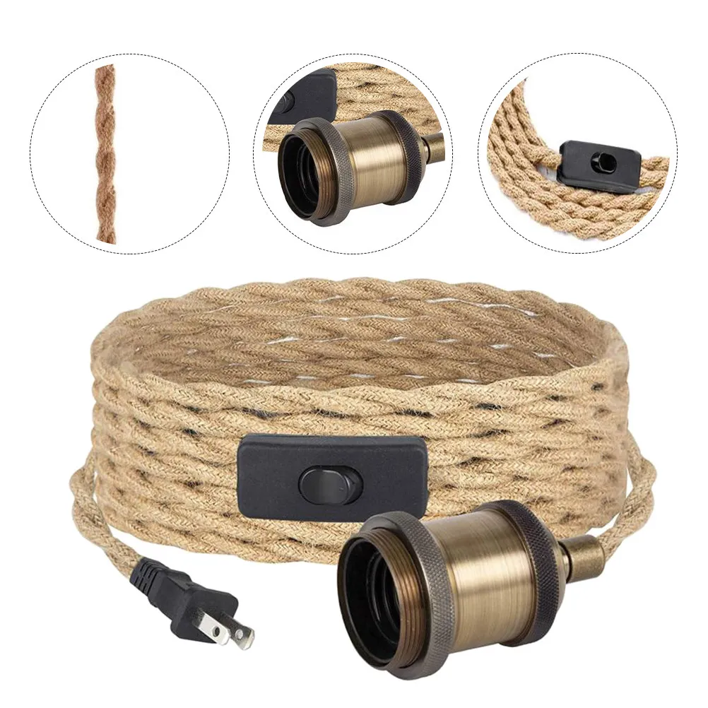 

1Set Vintage Hemp Rope Ceiling Light DIY Adjustable Hanging Lamp for Living Room Bar Restaurant Hotel Vintage Decorative Light