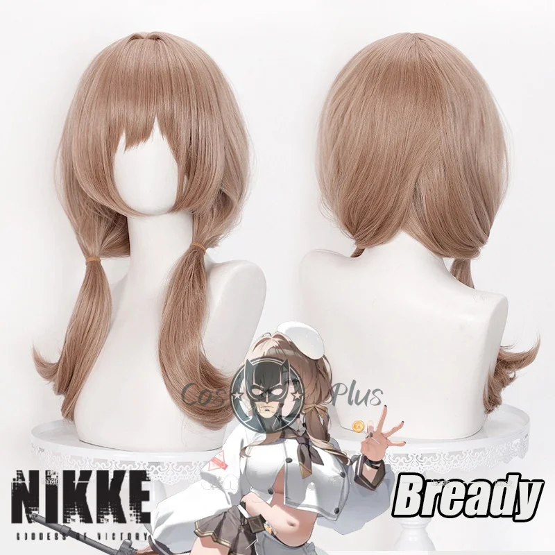 

Game Nikke Goddess of Victory Bready Cosplay Wig Ash Brown Low Pigtails Blunt Bangs Heat Resistant Wigs For Women Girls Carnival