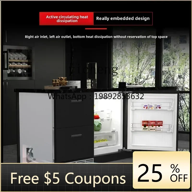 ABB volledig geïntegreerde horizontale koelkast voor huishoudelijk gebruik, met drie deuren, lage uitvoering, verborgen koelkast