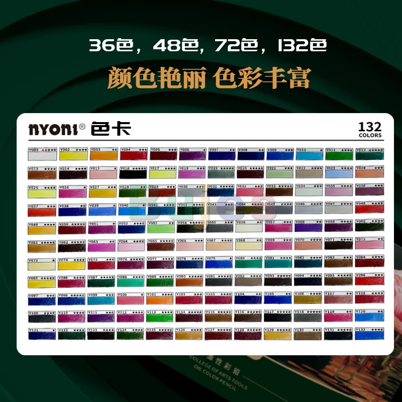 NYONI Professional Oil-Based Colored Pencils 36/48/132 Color,Water
