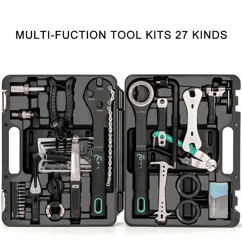 CYCLISTS Bicycle Repair Tools 27 In 1 Cycling Multitool Chain Pedal BB Wrench Hex Key Bike Repair Kit CT-K02