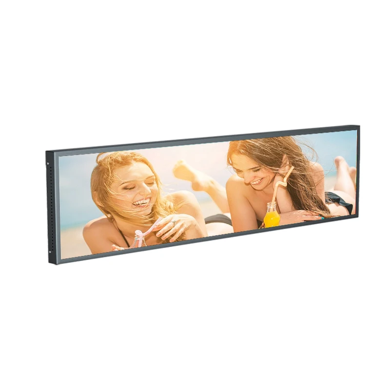 Supermarket Shelf Digital Indoor Advertising Player Signage Stretched Bar Lcd Monitor Led Strip Display Screen Text