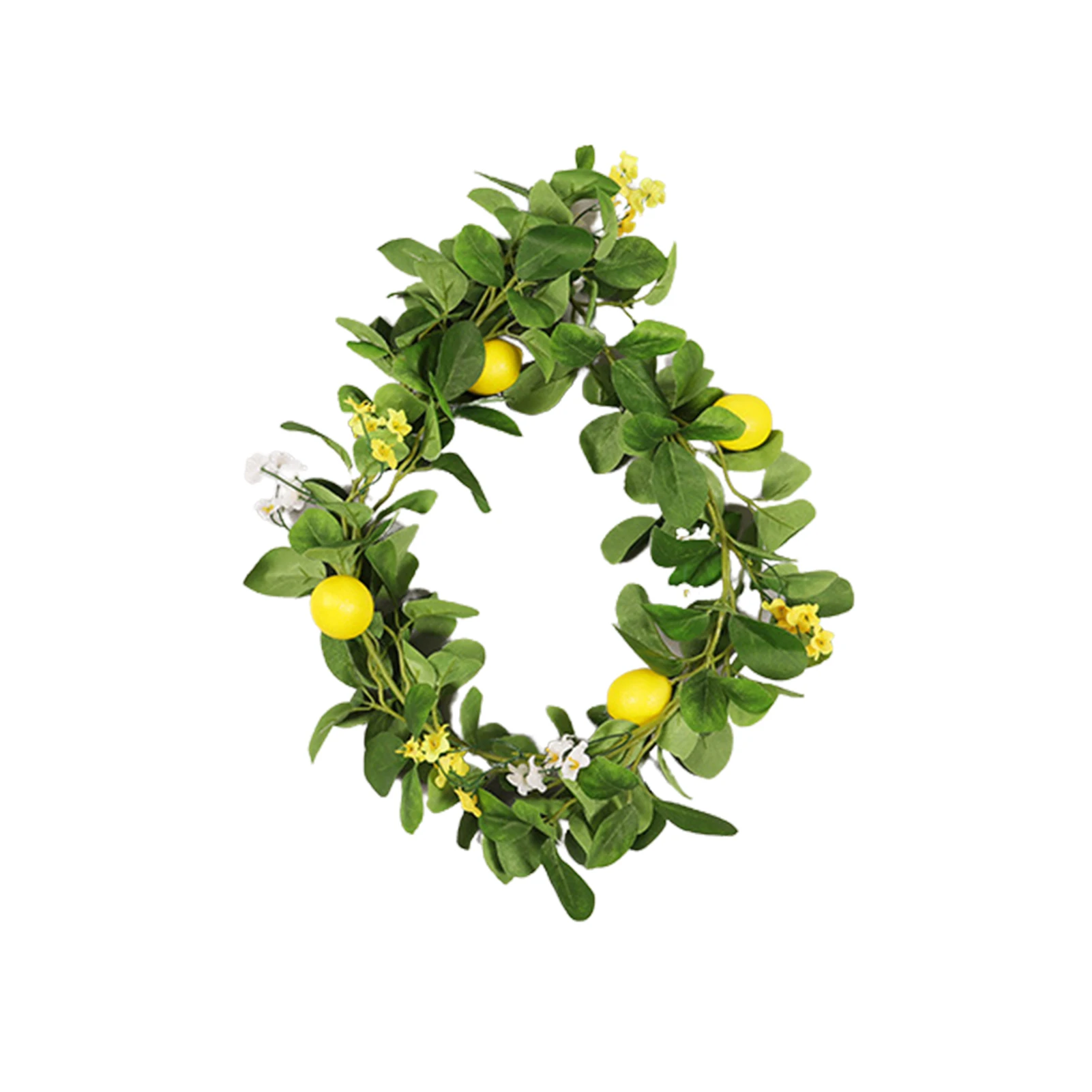 Artificial Lemon Rattan Fake Lemon Garland With Green Leaves Yellow Flowers For Front Door Kitchen Decor Hanging Lemon