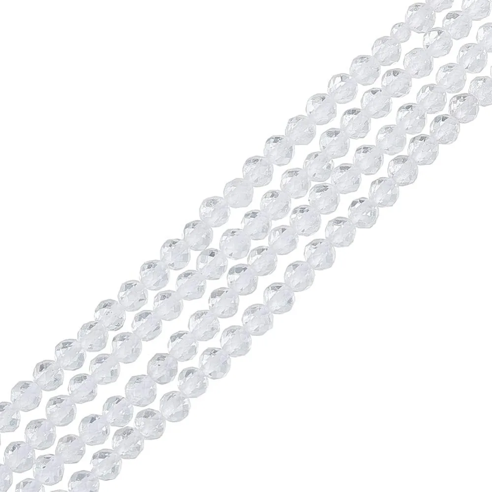 About 272 Pcs 3mm Micro Faceted Gemstone Beads Quartz Crystal Natural Stone Curtain Beads Loose Bead for Necklace