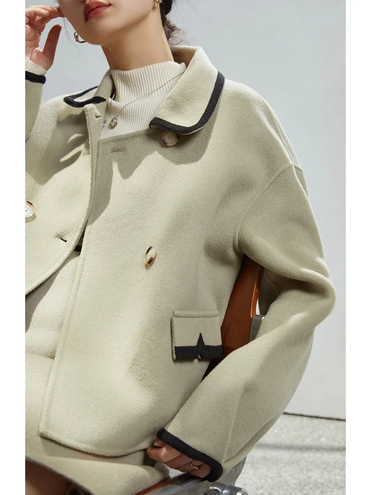 ZIQIAO أنيقة المشاهير نمط الوجهين 100% الصوف تنورة المرأة 2022 الشتاء قصيرة الصوفية تنورة صغيرة الإناث 22ZQ4039