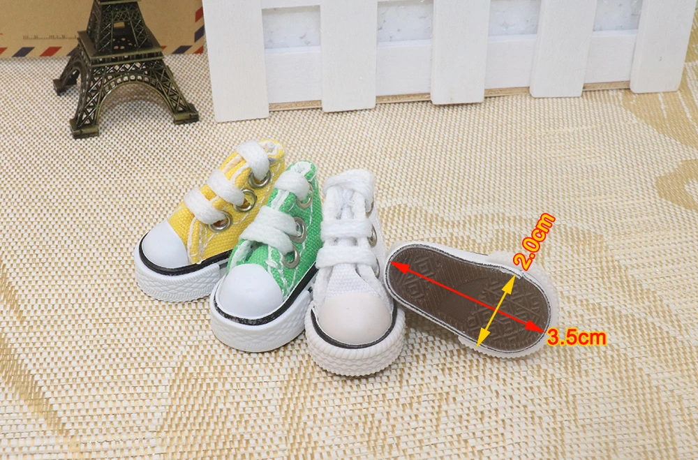 Puppenschuhe 3,5 cm * 2 cm * 3 cm für Bryc-Puppen Mini flache Canvas-Turnschuhe für 1/8 16 cm 6 Zoll BJD Finger-Tanzschuhe Spielzeug – Detail 8