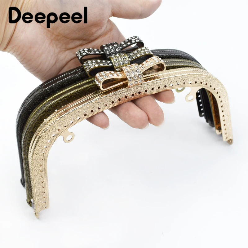 2/5Pcs Deepeel 18.5cm Embossed Bow Head Kiss Clasp Purse Frame Bags Brackets Metal Hardware Wallet Handbag Sewing Accessories