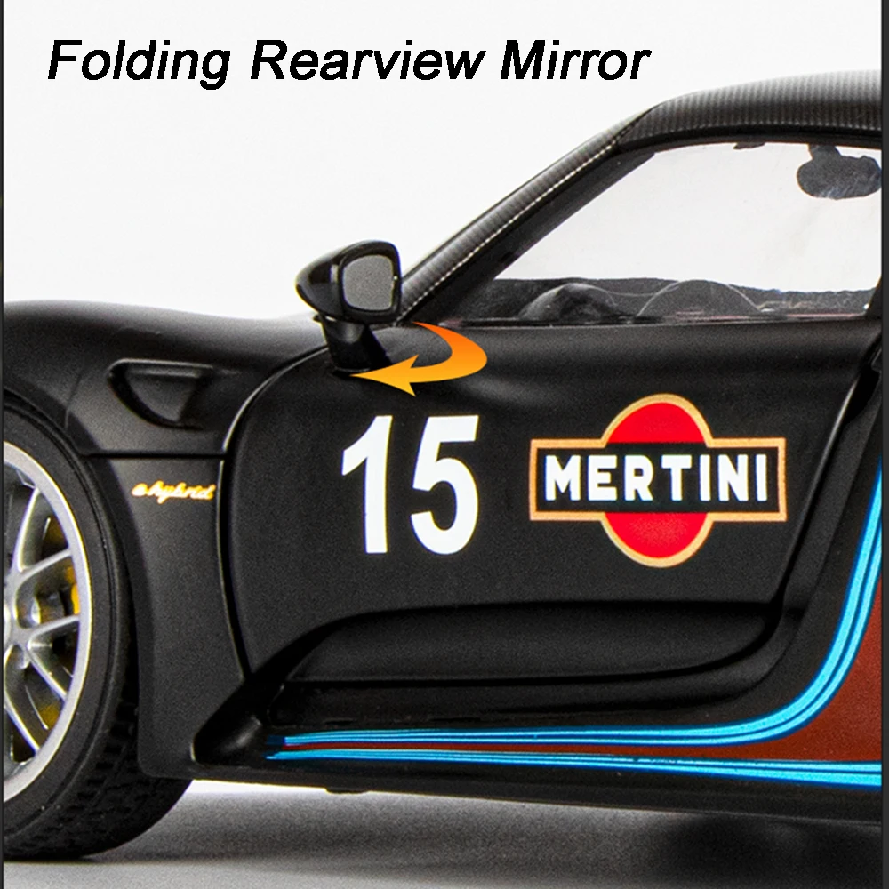 1:18 Martini V12 Model Samochodu Sportowego Zabawka Odlewana ze Stopu Dźwięk Światło Otwierane Drzwi Amortyzacja Supercar Zabawki dla Chłopców Prezenty