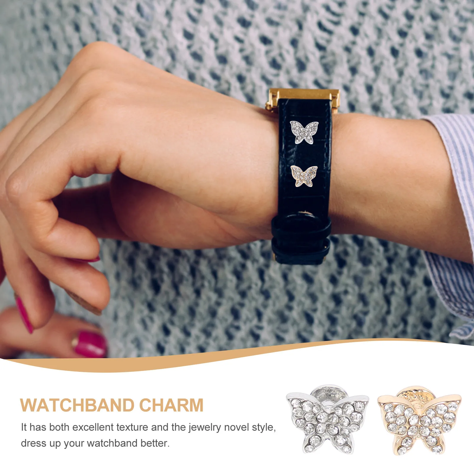 2Pcs Watch Band Decorative Charms Alloy Watch Strap Nails for Silicone Smartwatch Bands Personalized Lightweight Easy Install