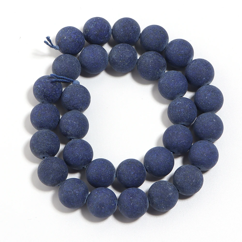 1 Strang/Lot 4/6/8/10/12 mm mattierte Lapislazuli-Steinperlen, runde lose Abstandsperlen für die Schmuckherstellung, DIY-Halskette, Armband